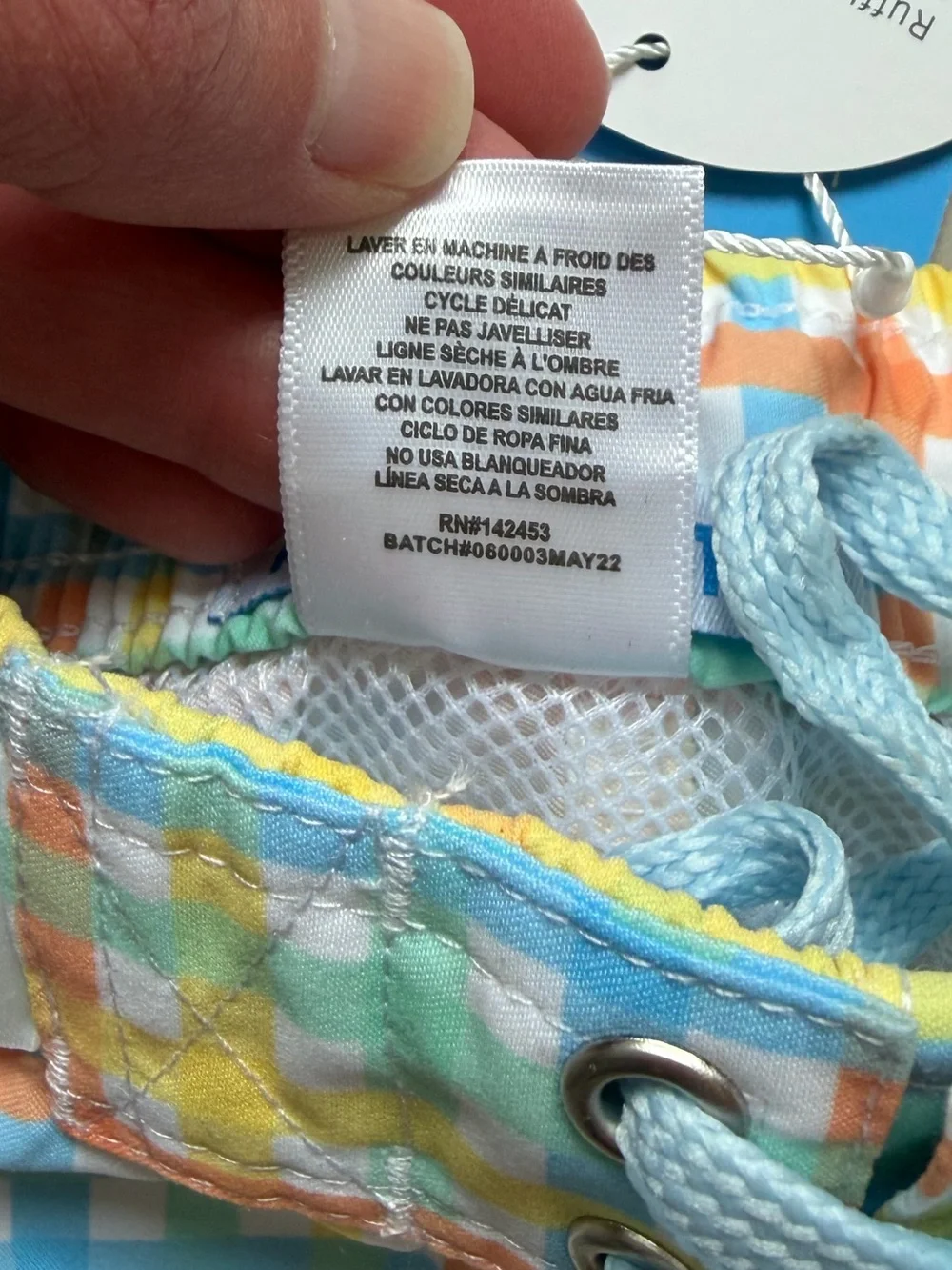 NWT RuggedButts Colorful Summertime Gingham Pull-On Swim Trunks Boys 6-12M